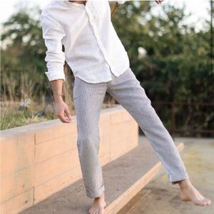 Alex Crane Cham Pants Mens 31 Blue Linen Striped